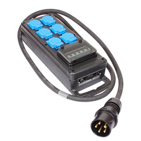 . Coffret tétra 32A équipé de 6 socles femelle 10/16A-NF